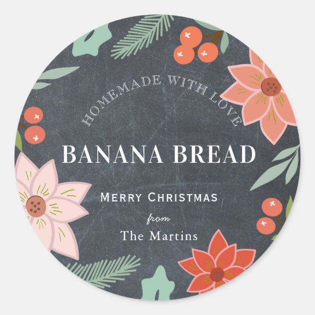 Adesivo Redondo Feriado Floral de Chalkboard em Casamento Homemade (Frente)