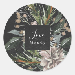 Adesivo Redondo Feriado Floral de Quadro de Presentes de Natal