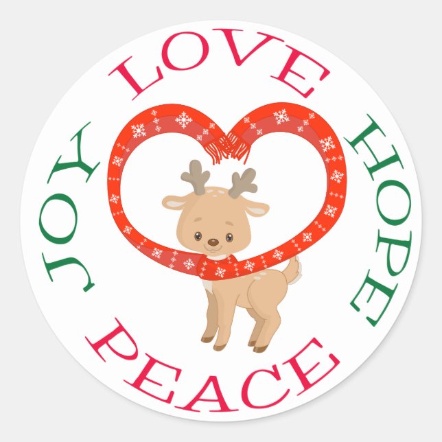 Adesivo Redondo Feriado Fócio, Bebê Reindeer Esperança (Frente)