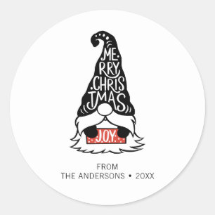 Adesivo Redondo Feriado Gnomo de Natal Moderno