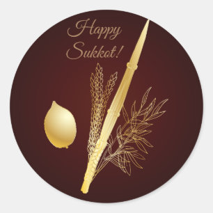 Adesivo Redondo Feriado judaico Lulav Etrog do festival de Sukkot