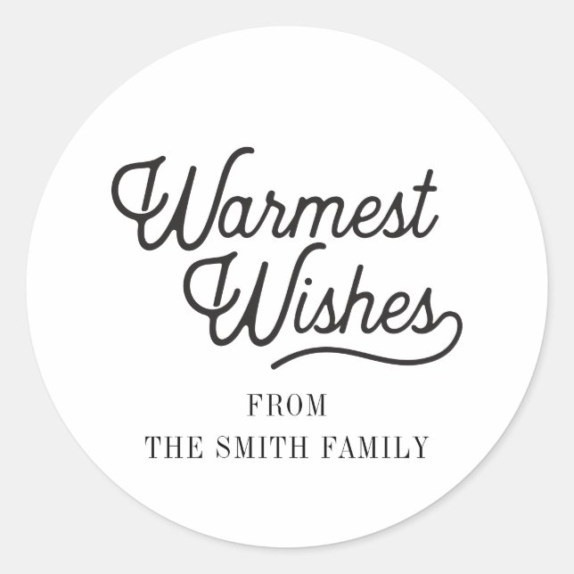 Adesivo Redondo Feriado Moderno Clássico de Desejos Mais Quentes (Frente)