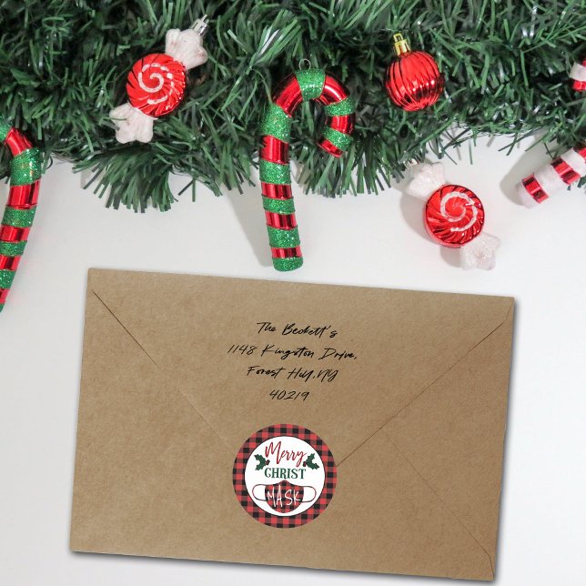 Adesivo Redondo Feriado moderno "Máscara de Cristo Feliz" engraçad (Criador carregado)