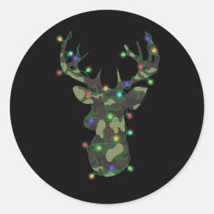 Adesivo Redondo Feriado Natal Camo Caçando Reindeer Deer Xmas