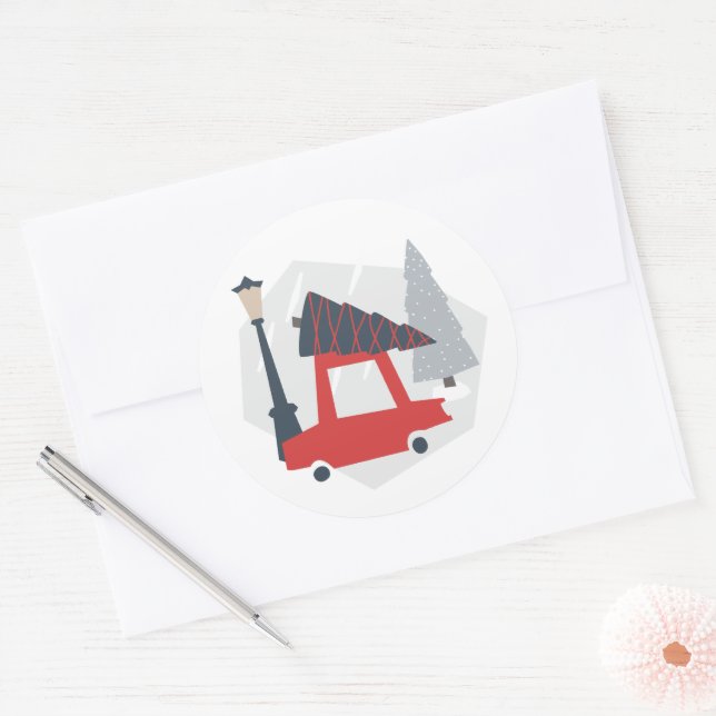 Adesivo Redondo Feriado no Vedante de Natal da Cidade (Envelope)