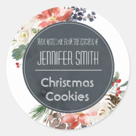 Adesivo Redondo Feriado - Padaria Floral de Natal cozida Cookie
