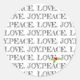 Adesivo Redondo Feriado Paz Ame Joy Natal Holly Text Divertido