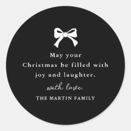Adesivo Redondo Feriado Personalizado de Natal Preto e Branco