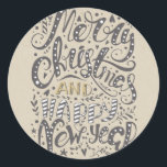 Adesivo Redondo Feriado Russo do FELIZ ANO NOVO MERRY CHRISTMAS<br><div class="desc">Personalizar com ou sem texto.</div>