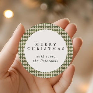 Adesivo Redondo Feriado Rustic Green Argyle