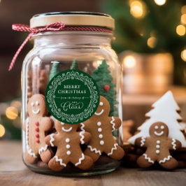 Adesivo Redondo Feriado Verde de Natal da Padaria Claus