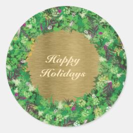 Adesivo Redondo Feriado Verde e Dourado