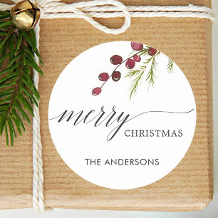 Adesivo Redondo Feriado vermelho das bagas das hortaliças