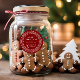 Adesivo Redondo Feriado Vermelho de Natal da Padaria Claus