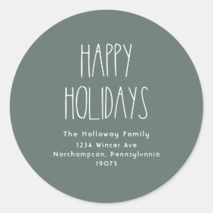 Adesivo Redondo Feriados Boho Verdes Felizes Envelope Selos