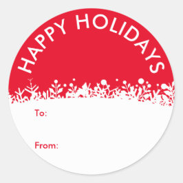 Adesivo Redondo Feriados Brancos Modernos Flocos de Neve Botânicos