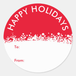 Adesivo Redondo Feriados Brancos Modernos Flocos de Neve Botânicos