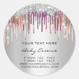 Adesivo Redondo Feriados de Cinzas de prata de Rosa do Hológrafo