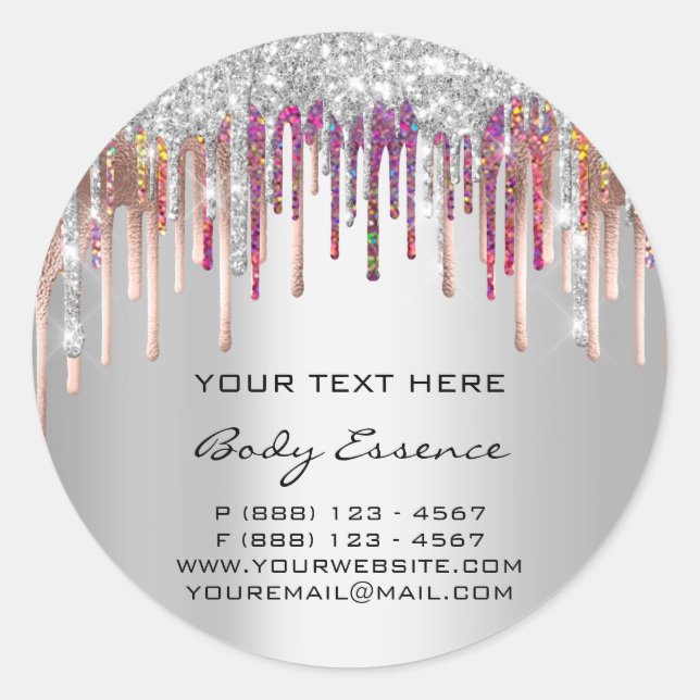 Adesivo Redondo Feriados de Cinzas de prata de Rosa do Hológrafo (Frente)