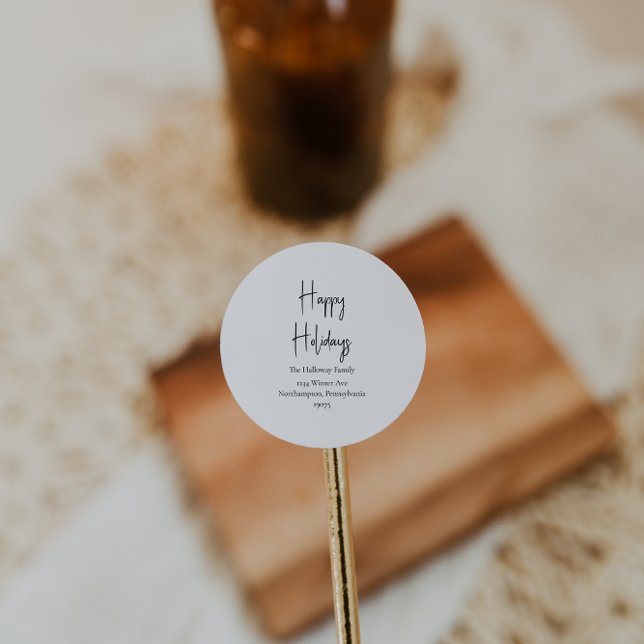 Adesivo Redondo Feriados de Envelopes de Script Moderno e Feliz (Criador carregado)