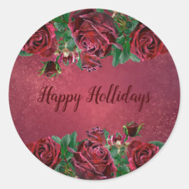 Adesivo Redondo Feriados de Flor Rosa de Natal Elegante