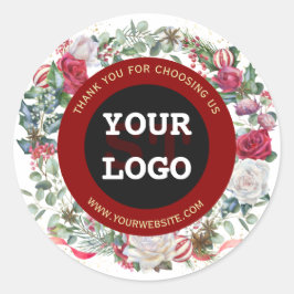 Adesivo Redondo Feriados de inverno Dourado Vermelho Monograma do 