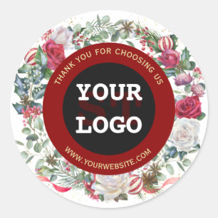 Adesivo Redondo Feriados de inverno Monograma vermelho Dourado e p