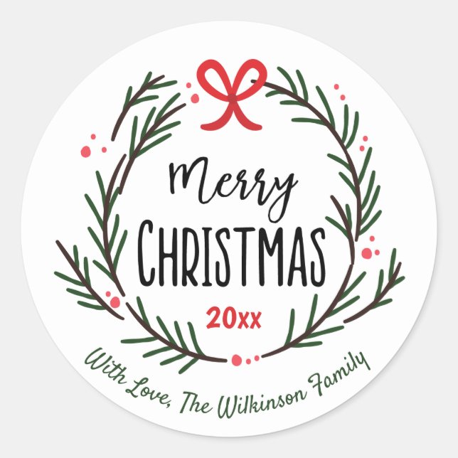 Adesivo Redondo Feriados de Natal de Feira de Festas de Festas Per (Frente)