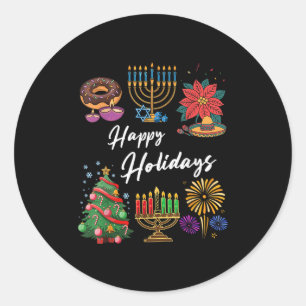 Adesivo Redondo Feriados de Natal Feliz Navidad Hanukkah Kwanzaa