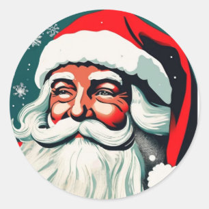 Adesivo Redondo Feriados de Natal Vintage Santa Claus