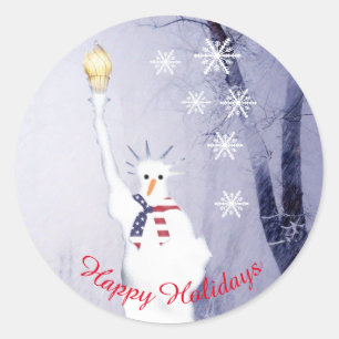 Adesivo Redondo Feriados do American Snowman Xmas
