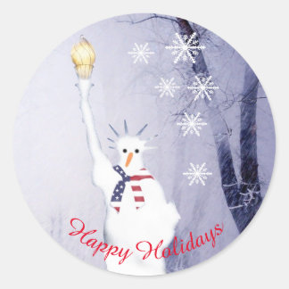 Adesivo Redondo Feriados do American Snowman Xmas