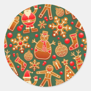 Adesivo Redondo Feriados do Natal Cookie em Verde