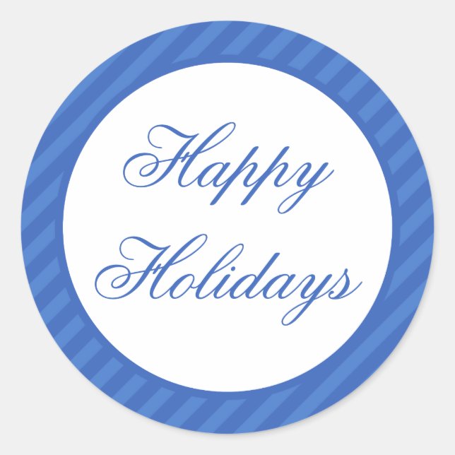 Adesivo Redondo Feriados felizes Azuis - Festas de Natal (Frente)