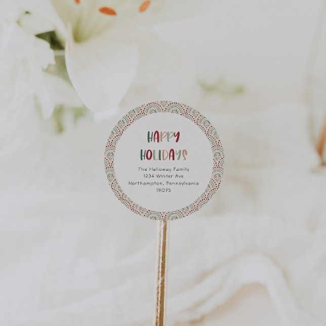 Adesivo Redondo Feriados Felizes Casuais Envelopes (Criador carregado)