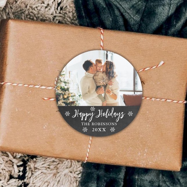 Adesivo Redondo Feriados Felizes de Blocos de Neve Russos (Criador carregado)