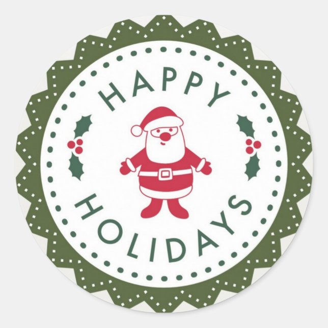 Adesivo Redondo Feriados Felizes de Papais noeis de Cartoons Foguo (Frente)