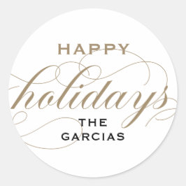 Adesivo Redondo Feriados Felizes de Script Formal Elegante