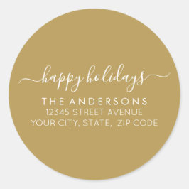 Adesivo Redondo Feriados Felizes Endereço Dourado Clássico de Nata