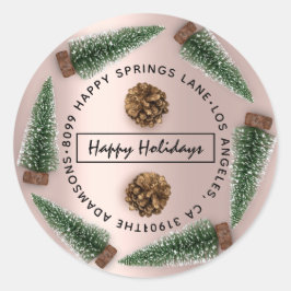 Adesivo Redondo Feriados Felizes Endereço Nome da Família Endereço