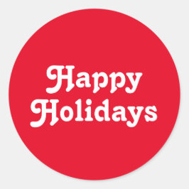 Adesivo Redondo Feriados felizes, Férias brancas vermelhas de Nata