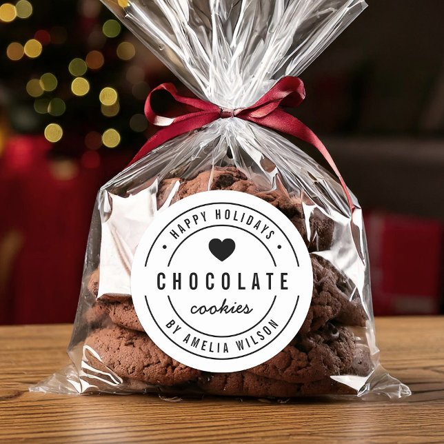 Adesivo Redondo Feriados Felizes para Bens Homemados do Coração Ne (Criador carregado)