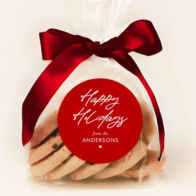 Adesivo Redondo Feriados Felizes Personalizados com Letra Manual (Criador carregado)