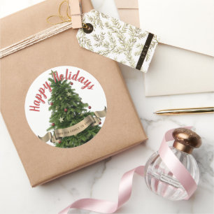 Adesivo Redondo Feriados Felizes Personalizados da Árvore de Natal