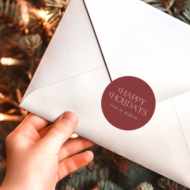 Adesivo Redondo Feriados felizes simples de Na moda | Nome | Verme (Criador carregado)