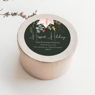 Adesivo Redondo Feriados Feriados Florais De Inverno Envelope Selo