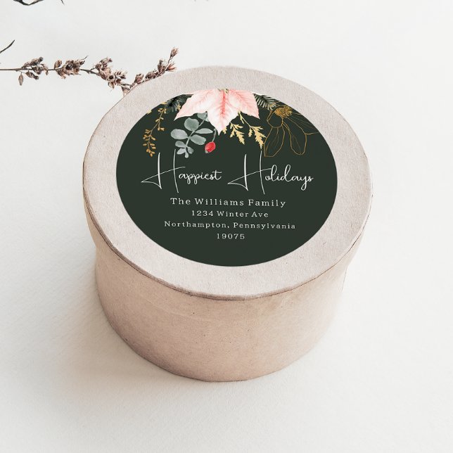 Adesivo Redondo Feriados Feriados Florais De Inverno Envelope Selo (Criador carregado)