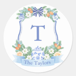 Adesivo Redondo Feriados - Foco De Envelope De Citros Azuis E Bran