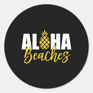 Adesivo Redondo Férias Aloha Beaches Pineapple Hawaii