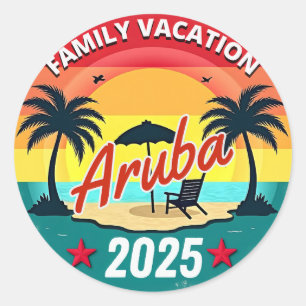 Adesivo Redondo Férias da Família Aruba 2025